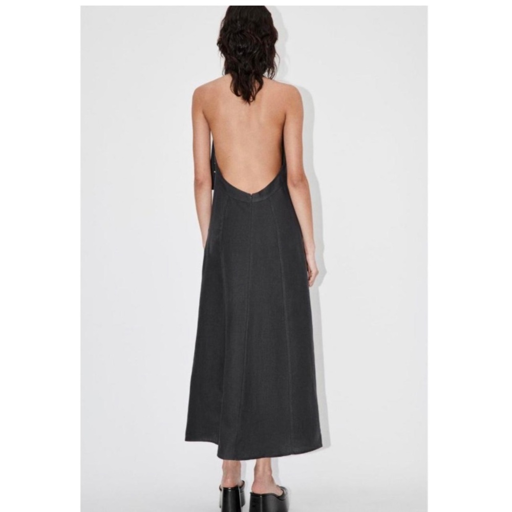 ZARA 100% linen halter dress
